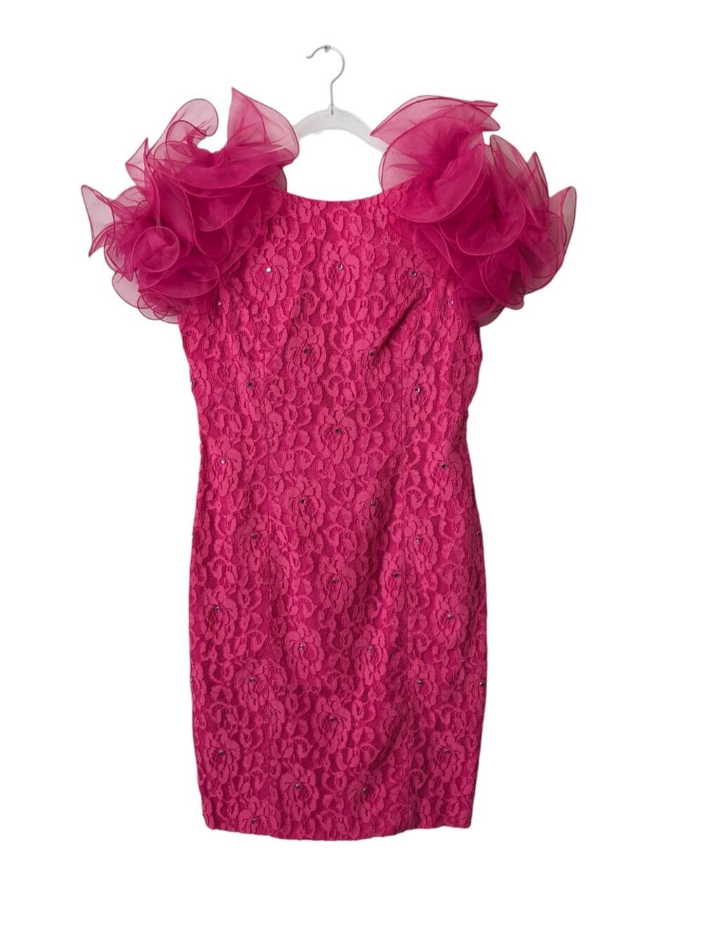 Tadashi Vintage 1980s Rhinestone Embellished Lace Dress